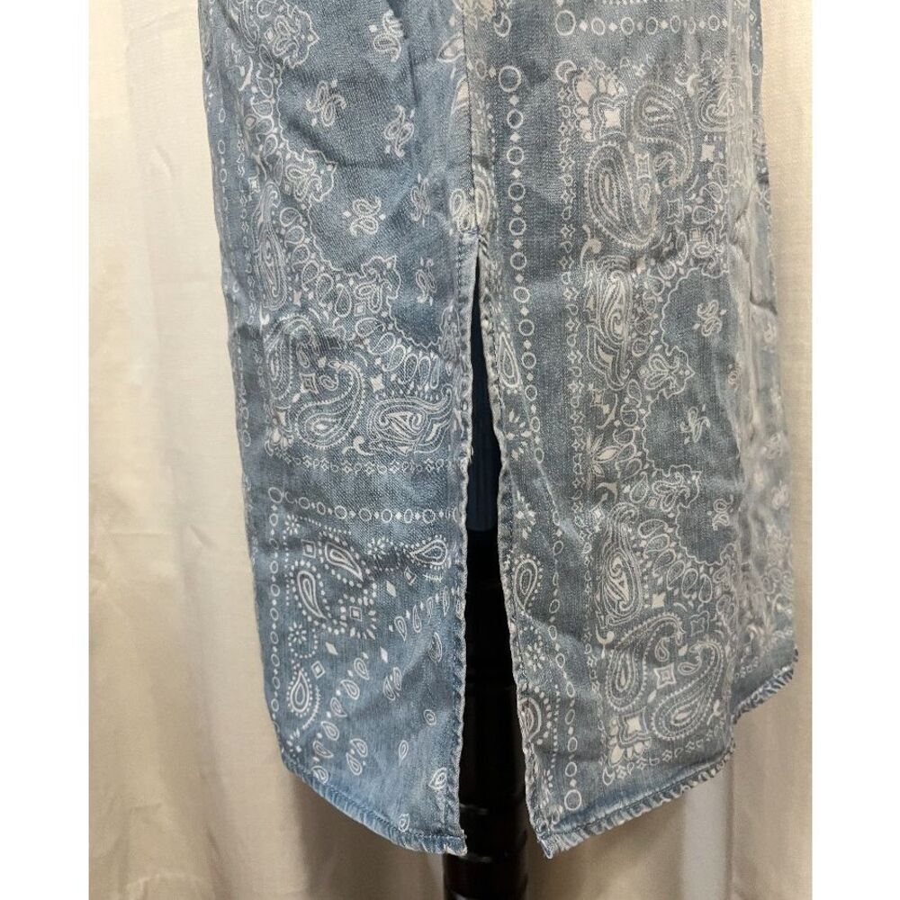 Thread & Supply Sky Blue Bandana-Print Slip Dress Sz Small - Picture 8 of 9